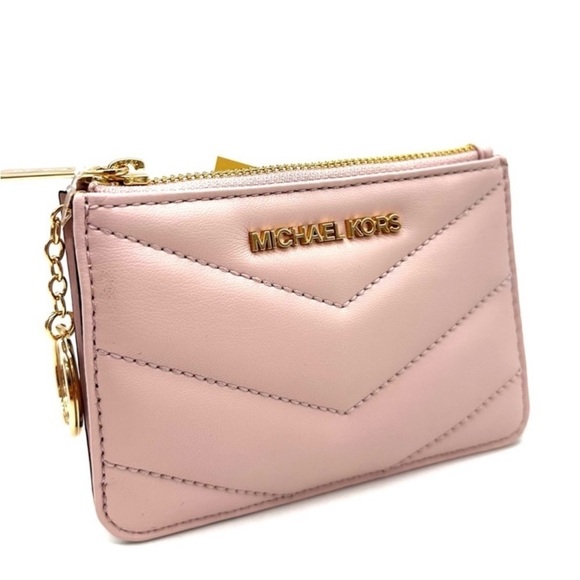 Michael Kors Jet Set Travel Small Top Zip Coin Pouch with ID Holder Powder Blush